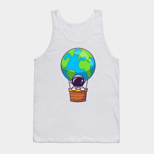 Cute Astronaut In Hot Air Balloon Earth Tank Top